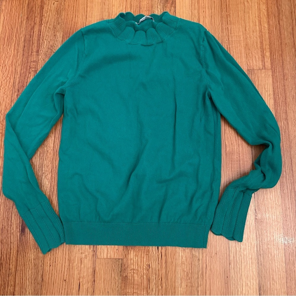 BODEN Hambleden Scallop Edge Sweater in Deep Forest. Size 4 (#2) - Picture 5 of 12